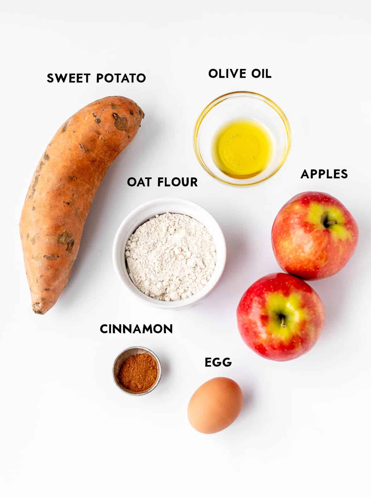 Ingredients required to make the mashed sweet potato fritters recipe.