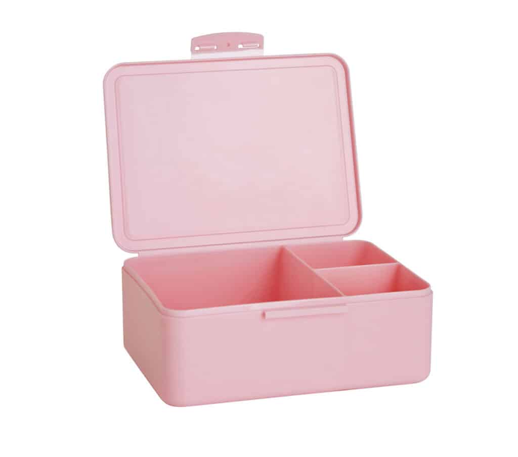 Pottery barn pink bento style lunch box.