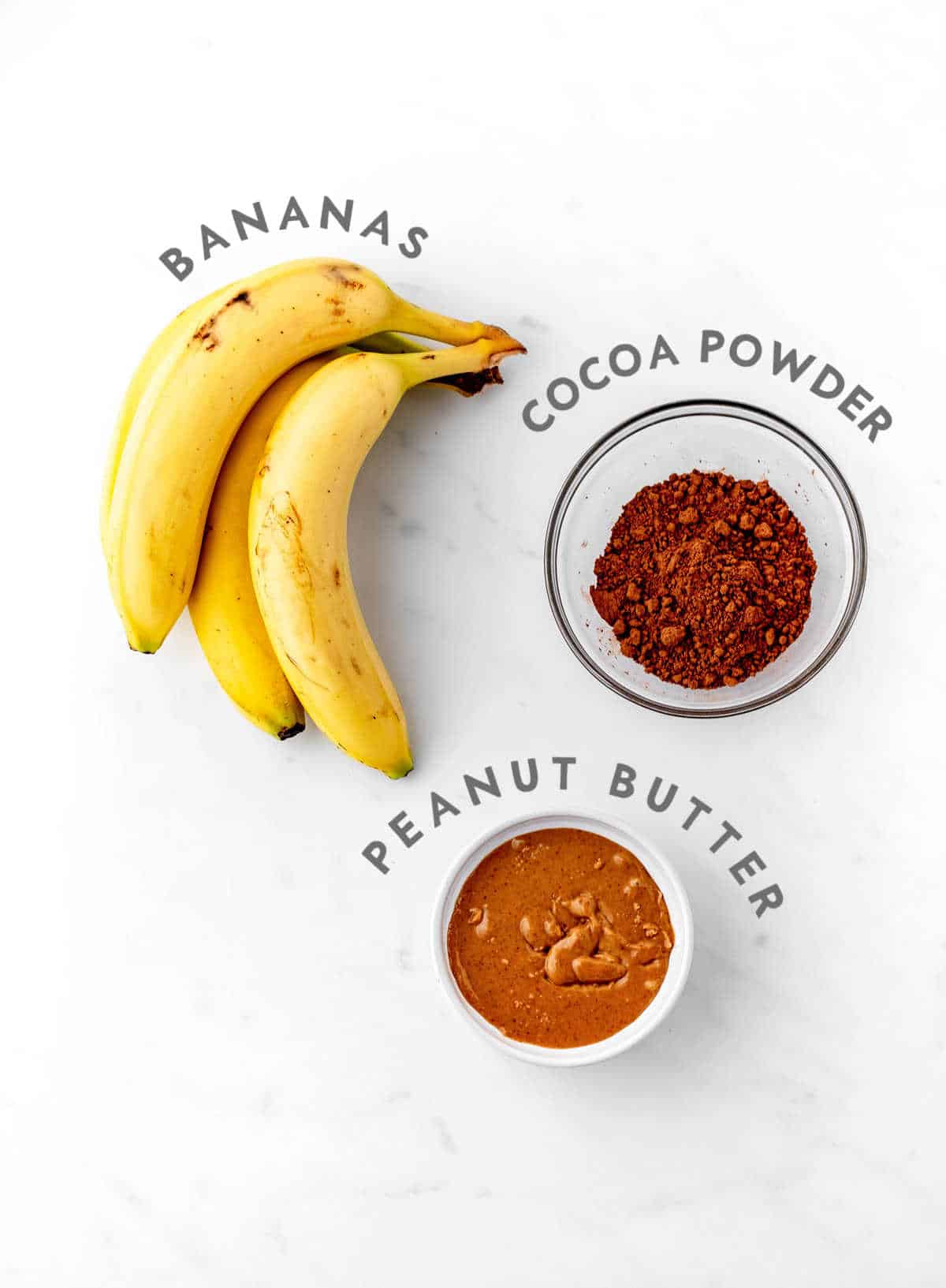 Ingredients required for 3-ingredient banana brownies recipe.