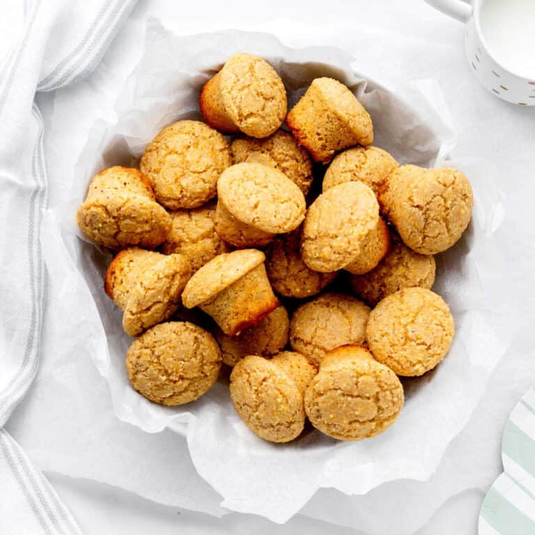 A bowl of mini cornbread muffins.