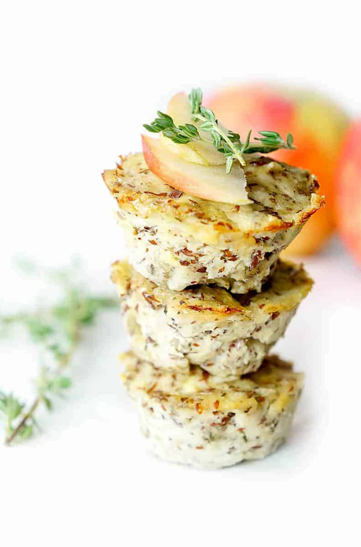 A stacked of mini turkey meatloaf muffins.