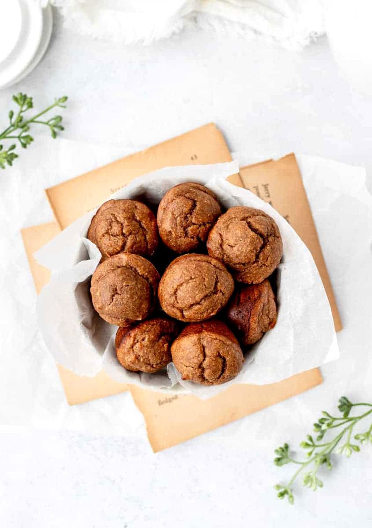 A bowl of mini almond butter muffins.